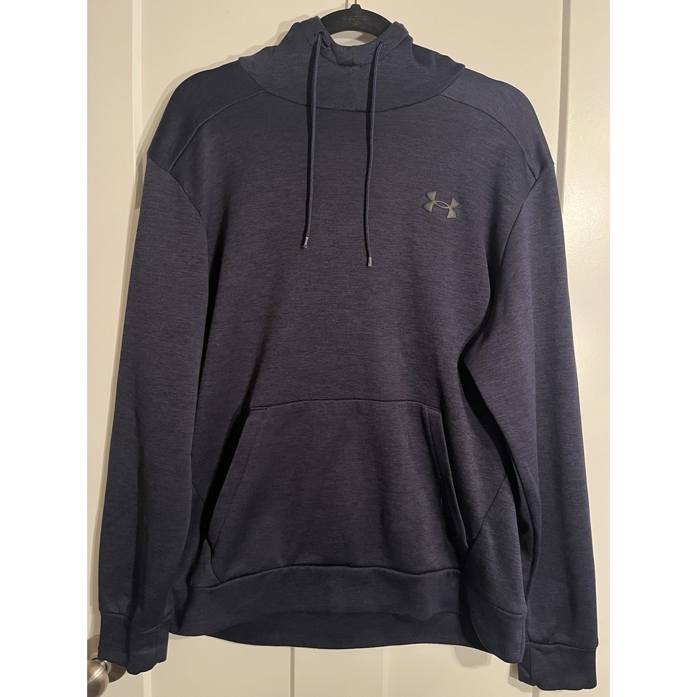 Under Armour Hoodie Mens Large L Navy Blue Heathered Fleece Pullover